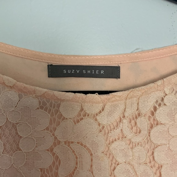 Suzy Shier Pink Lace Peplum Blouse - Picture 3 of 5